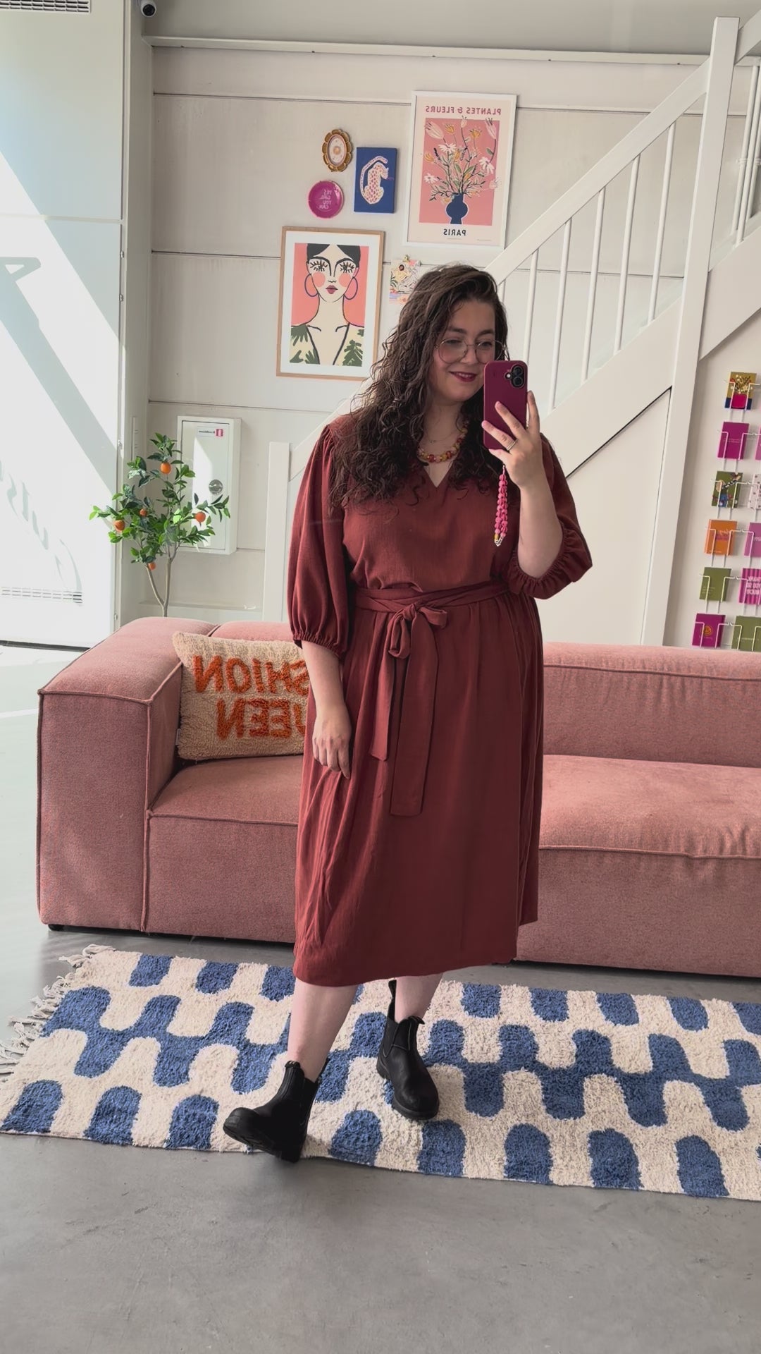 Jurk Fleur | Brique