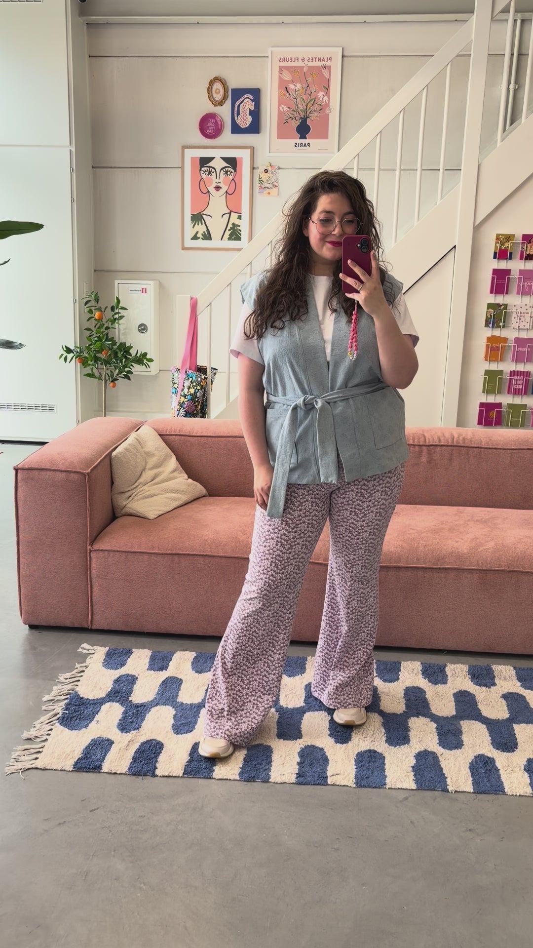 Flared Kaat | Lila bloemen
