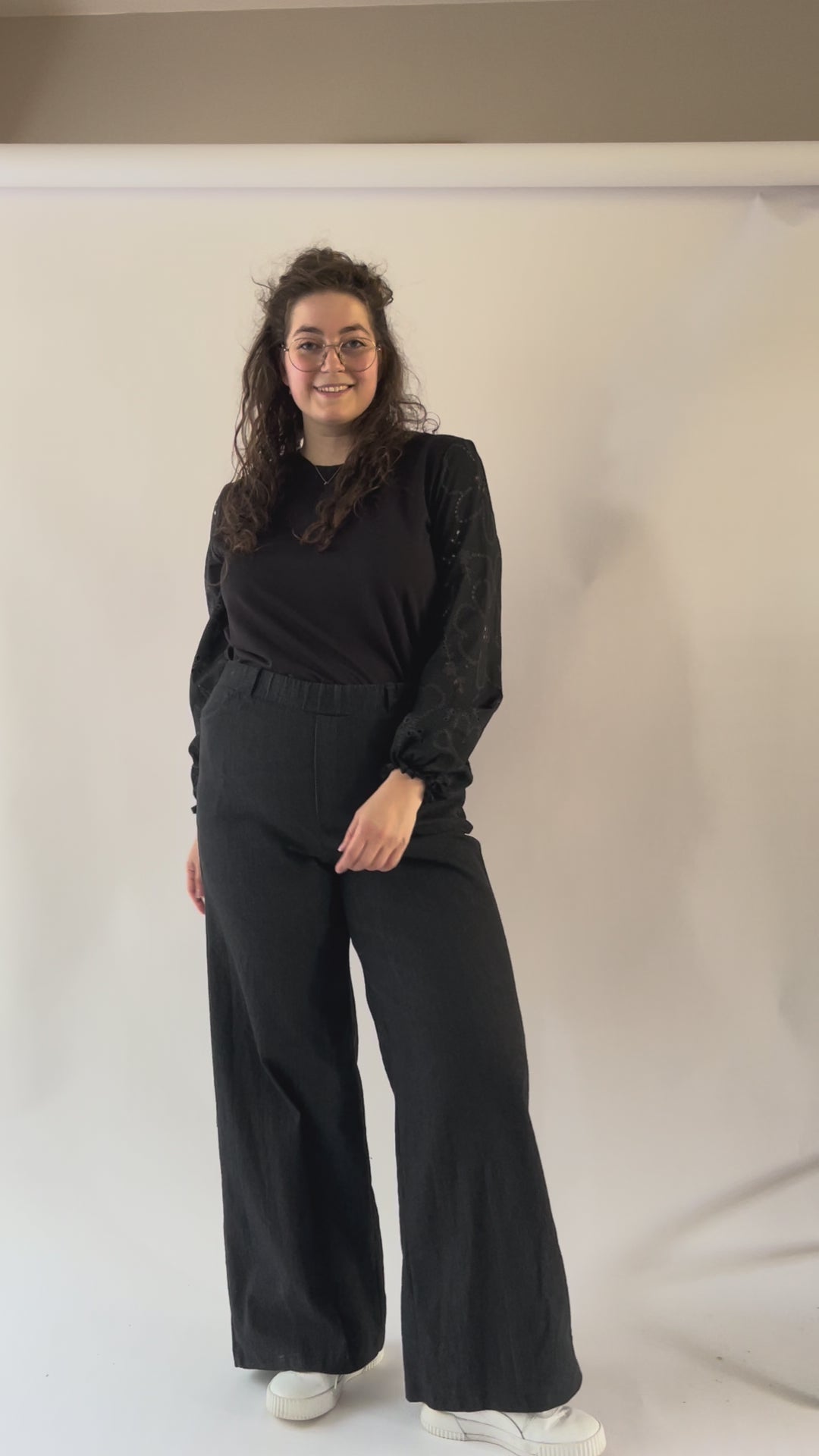 Jeans wide leg Jane | Black denim