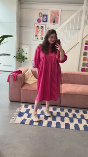 Jurk Fleur | Rood/roze streep