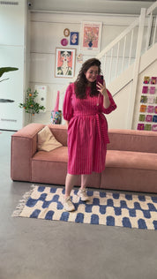 Jurk Fleur | Rood/roze streep
