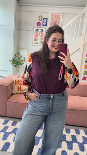Top Vicky | Bordeaux grafisch